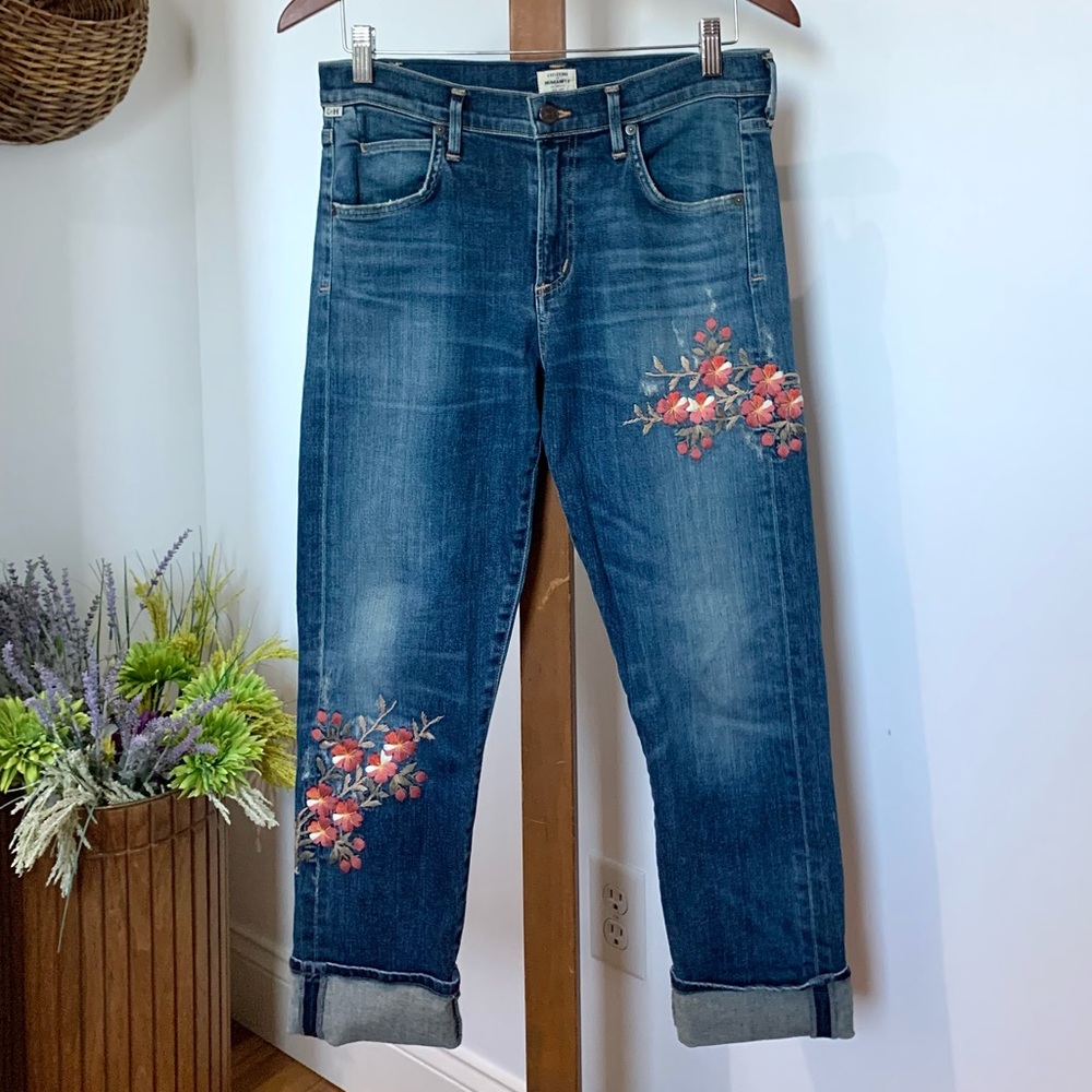 Citizens of Humanity Emerson Floral Embroided Boyfriend Jeans Premium Vintage 28